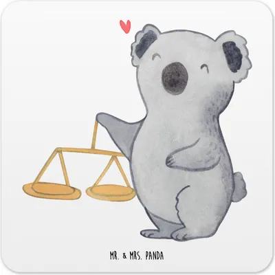 Produktbild von Mr. & Mrs. Panda Tischuntersetzer Waage Astrologie 10er Set - Weiß - Geschenk, Untersetzer Gläser, Tierkreiszeichen, Getränkeuntersetzer, Coaster, Sternzeichen, für