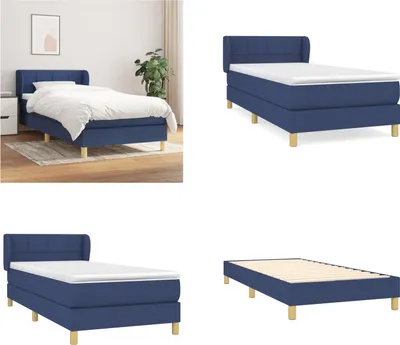 Produktbild von vidaXL Boxspringbett mit Matratze Blau 100x200 cm Stoff - Boxspringbett - Boxspringbetten - Bett - Schlafzimmermöbel
