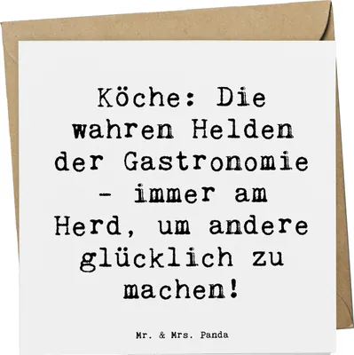 Produktbild von Mr. & Mrs. Panda Glückwunschkarte Spruch Koch Helden - Weiß - Geschenk, Berufe, Köche, Berufsleben, faltkarte, Farben, Liebe, Kochen, Beruf, Grußkarte, Zutaten