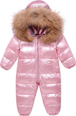 Produktbild von Baby Schneeanzüge Winter Overall Mit Kapuze Daunen-Skianzug Strampler Mädchen Jungen Winter Outfits für 9-24 Monate;Rosa 80cm
