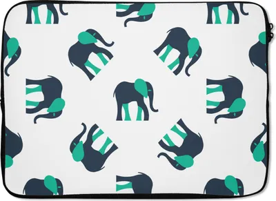 Produktbild von MuchoWow® Laptop Hülle 13 Zoll Elefant - Muster - Grün Laptoptasche - Laptophülle - Sleeve - Rundumschutz