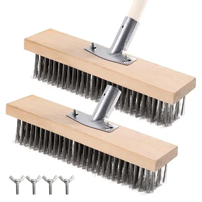 Obrázok produktu pre Sada 2 kief na čistenie, 30 cm - Oceľová kefa na záhradu a do garáže
