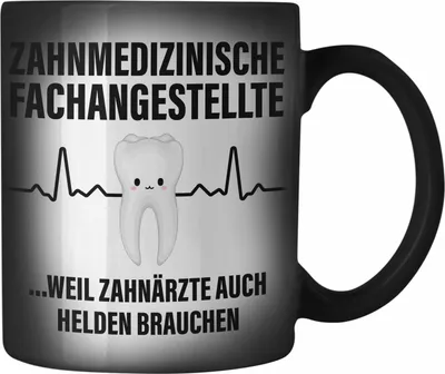 Produktbild von Trendation - Zahnmedizinische Fachangestellte Farbwechsel Zauber-Tasse Geschenk Lustig Zahnarzt Damen Kollegin Geschenkidee Zahnarzthelferin (Schwarz)
