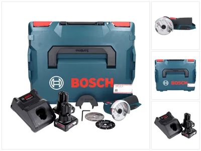 Image de Bosch GWS 12V-76 Professional Meuleuse angulaire sans fil 12 V 76 mm Brushless + 2x batterie 6,0 Ah + chargeur + L-Boxx