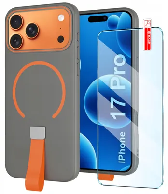 Immagine prodotto di Etui z Paskiem na palec Matowe SZARE do iPhone 17 Pro |do MagSafe +Szkło