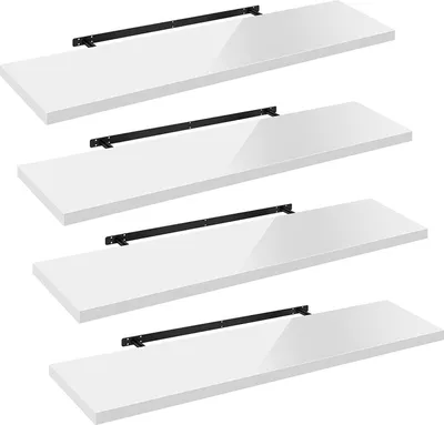 Produktbild von WOLTU 4er-Set Wandregal, Schweberegal, Holz Board, weiß, 120x22.9x3.8cm