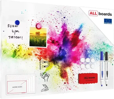 Immagine prodotto di Lavagna magnetica in acciaio ESPLOSIONE DI COLORE HOLI 60x40 cm MetalBoards lastra con stampa adatta per tutti i tipi di calamite + set di accessori GRATIS
