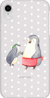 Produktbild von Mr. & Mrs. Panda Iphone XR Handyhülle Pinguin mit Kind - Grau Pastell - Geschenk, Mutter, Handy Case, Vorbild Mama, Premium Kunststoff, Muttertag
