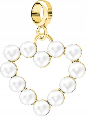 Produktbild von Charms Gold Herz mit weißen Perlen Weiße Perlen Herz SILBER 925