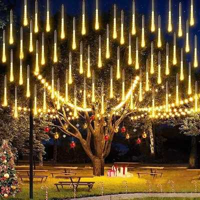 Obrázek produktu pro LED řetěz "Meteorská sprška", vodotěsný, pro venkovní použití, vánoční osvětlení, vhodné pro svatby, oslavy, zahrady, dekorace stromů, 50 cm, 8 světelných zdrojů, teplá bílá