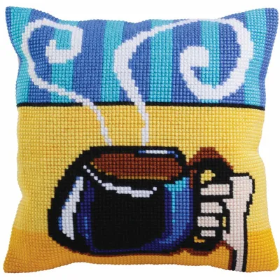 Produktbild von CdA Kreuzstichkissen "Tasse Kaffee" 5280, 40x40cm, Stickbild vorgezeichnet