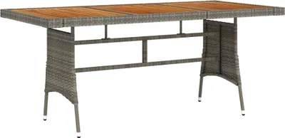 Obrázek produktu pro Zahradní stůl šedý 160 x 70 x 72 cm polyratan a masivní akácie