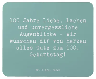 Produktbild von Mr. & Mrs. Panda Mousepad Spruch 100. Geburtstag - Meeresbrise - Geschenk, besondere Geschenke, Lebensweisheit, Mouse Pad, Glückwünsche, herzliche Wünsche, Happy Birthday