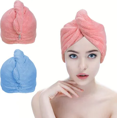 Produktbild von Haar Wraps 2er Set, Mikrofaser, Super Absorbierend, Schnelltrocknend, Weiches Handtuch für Zuhause
