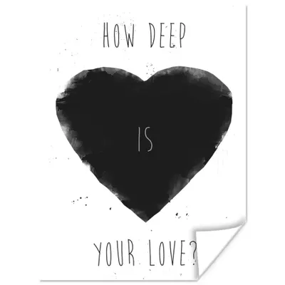 Produktbild von MuchoWow® Poster Liebe - Herz - Schwarz - Zitat 120x160 cm - Wandbilder