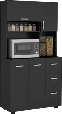 Produktbild von HOMCOM Kš¹chenschrank mit 4 Tš¹ren, 3 Schubladen, Ablagefach und gro?er Ablagefl?che, 89 x 39,5 x 168 cm (L x B x H), schwarz