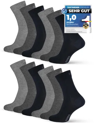 Produktbild von OCERA 12x Bambus Socken Uni verschiedenen Farben - Grau-Mix 35/38