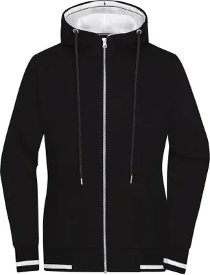 Produktbild von Sweat-Jacke mit Reißverschluss und Kapuze black/white, Gr. L