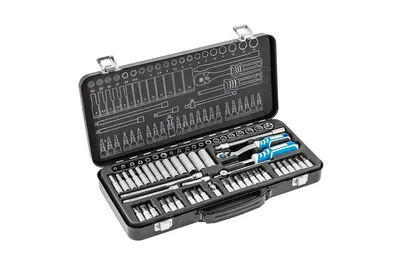 Image de Högert 63 pcs. jeu de douilles et embouts acier CrV 1/4