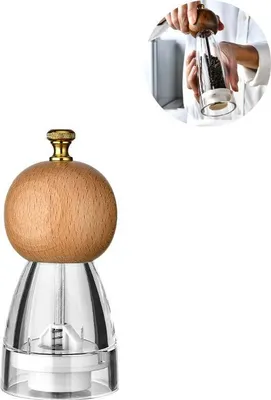 Produktbild von Manuelle Pfeffermühle Salz Gewürzmühle Gewürz Menage Einstellbare Kraut Pfeffer Gewürz Schleifen Home Küche Werkzeug, 5 Zoll Buche