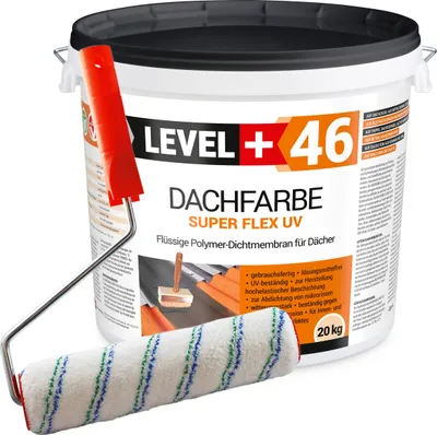 Produktbild von Dachfarbe 20kg Flexible Sockelfarbe Dachlack Anthrazit+Farbroller 25cm Set RM46