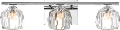 Produktbild von Badezimmerlampe Glas Metall G9 IP44 3000 K warmweiß 900 lm 55 cm breit Kristall Chrom poliert 3-flammig