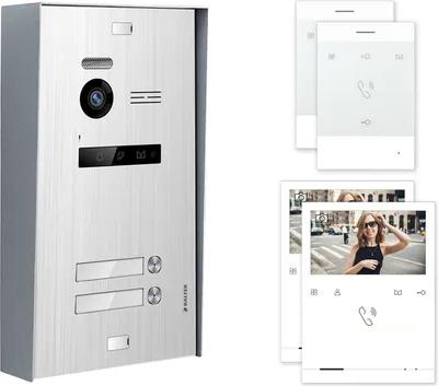 Produktbild von BALTER EVO Aufputz Silber 2-Draht BUS Talk + 4.3" Quick Türsprechanlage Set für 2 Familienhaus