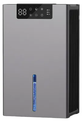 Imagen del producto de Deshumidificador portátil Zimilo, 2,4 litros, 90 W, con manguera de desagüe, función de parada automática, luces LED de 7 colores, filtro para baño, dormitorio, oficina y sótano, color gris