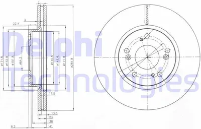 Produktbild von 2x DELPHI Bremsscheibe BG3980C für HONDA CIVIC VIII Hatchback (FN FK) FR-V (BE)