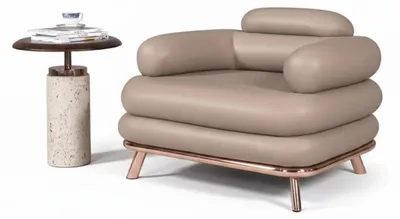 Obrázek produktu pro Moderní křeslo s vzdušnou konstrukcí ve stylu měkkého minimalismu, hnědé barvy