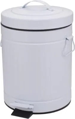 Imagen del producto de Cubo de basura EcoWohn de 5 litros – Contenedor para cosméticos con diseño vintage, sistema de cierre suave, estilo rústico, resistente a huellas dactilares y hermético. Color blanco