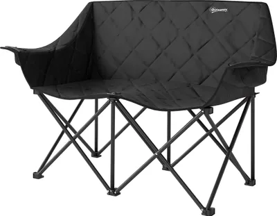 Produktbild von Faltstuhl faltbar 2 Sitzer Campingstuhl mit Tragetasche Outdoor bis 250kg belastbar 145 x 60 x 92 cm Schwarz