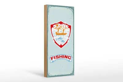 Produktbild von Holzschild Retro 10x27cm Angeln Angler Fishing