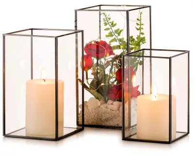 Productafbeelding van Set van 3 Decoratieve Glas-Theelichthouders voor Binnen
