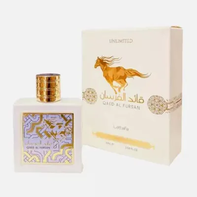 A perfume bottle and its box are displayed on a white background.