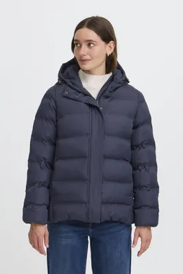 Produktbild von OXMO OXMariella Damen Steppjacke Winterjacke Jacke mit Kapuze regulierbarem Elastikband Eingrifftaschen Rippbündchen Regular fit