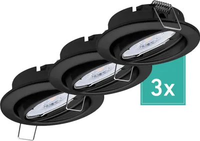 Produktbild von 3er Set Oktaplex Einbaustrahler schwenkbar inkl. LED Modul 3.000K warmweiß - Deckenspot Schwarz