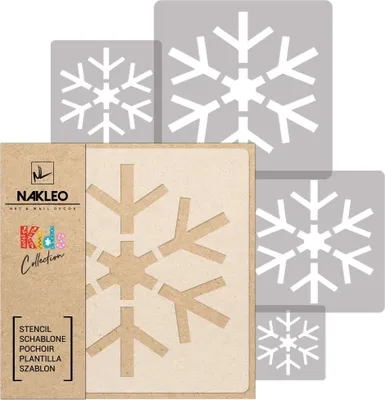 Produktbild von Schablonen Malen für Kinder, 5 Stück Set 9x9 cm bis 34x34 cm Schneeflocke, Wiederverwendbare Kunststoff für Kinderzimmer Malvorlage Raumdekoration