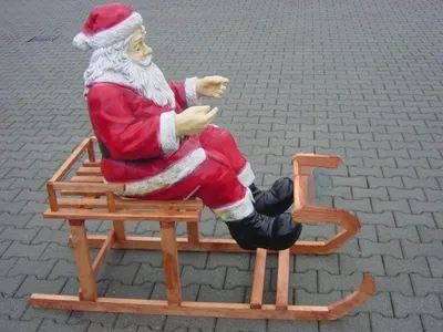 Produktbild von Design Weihnachtsmann Gross, Schlitten  Statue Skulptur Figuren Skulpturen  Neu