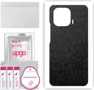 Produktbild von apgo Rückseite Schutzfolie, Skin, kompatibel mit Xiaomi Mi 11 Pro, Hinten Displayschutzfolie aus Vinylfolie, kratzfest, einfache Montage - Schwarze Honigwabe