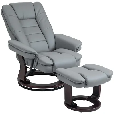 Productafbeelding van HOMCOM Relaxfauteuil met voetenbank, 360° draaibare tv-stoel met ligfunctie