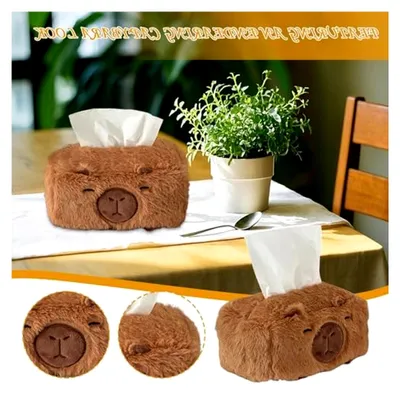 Produktbild von Taschentuchhalter | Lustige Box für Taschentücher | Capybara Taschentuchspender mit Deckel | Aufbewahrung für Bad, Schlafzimmer, Kinderzimmer, Schreibtisch, Zuhause und Büro