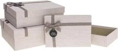 Image de Set de boîtes rectangulaires beiges (3 pièces)