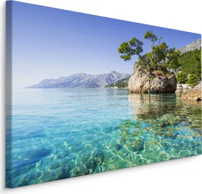 Produktbild von Fabelhafte Canvas LEINWAND BILDER 120x80 cm XXL Kunstdruck Meer Felsen Bäume Himmel
