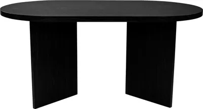 Produktbild von Refurbished Möbelretoure Esstisch oval mit geraden Kanten 160x90 cm Holz Schwarze-Optik Tischbeine V-Form OVI