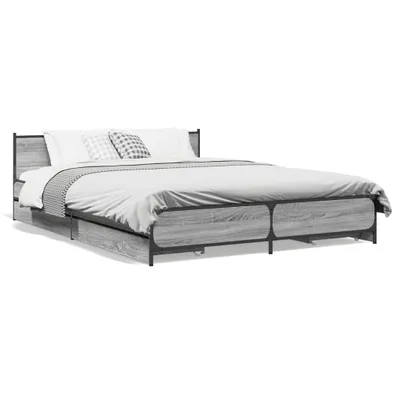 Immagine prodotto di vidaXL Struttura letto con cassetti Grey Sonoma 135x190 cm Materiale a base di legno