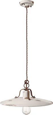 Produktbild von Hängelampe Keramik Metall E27 rund D: 40 cm Weiß Shabby Antik Vintage Keramiklampe
