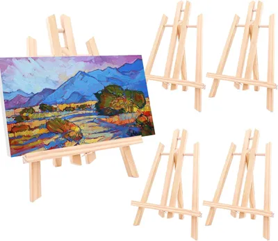 Image de Chevalet en bois pour enfant, dimensions 30 x 19 cm, lot de 4, en bois massif, réglable