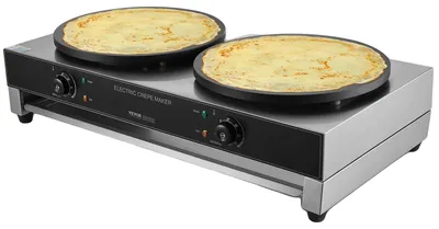Obrázok produktu pre Elektrický crêpe maker, priemer 16 palcov, výkon 3400 W, dvojité platne, teplotný rozsah 50–300 °C, nepriľnavý povrch