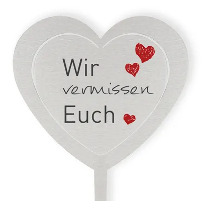 Produktbild von DOLORINO Grabstecker: Edelstahl Herz 'Wir vermissen Euch' | Grabschmuck, in Liebe für einen geliebte Menschen | eine wetterfeste Erinnerung aus Edelstahl- ideal auch für ein Urnen-Grab